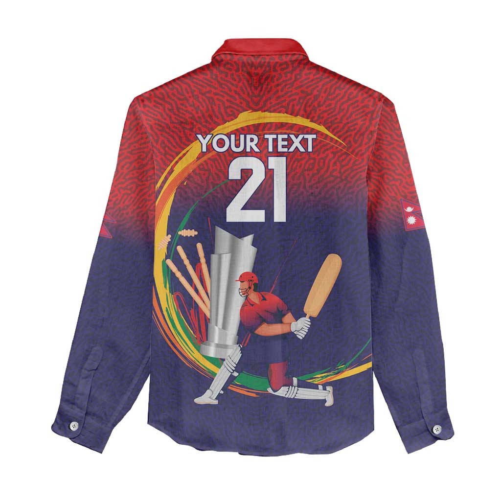 Custom Cricket Nepal East Asia-Pacific Women Casual Shirt Nepal Cricket Crown Quest - Wonder Print Shop