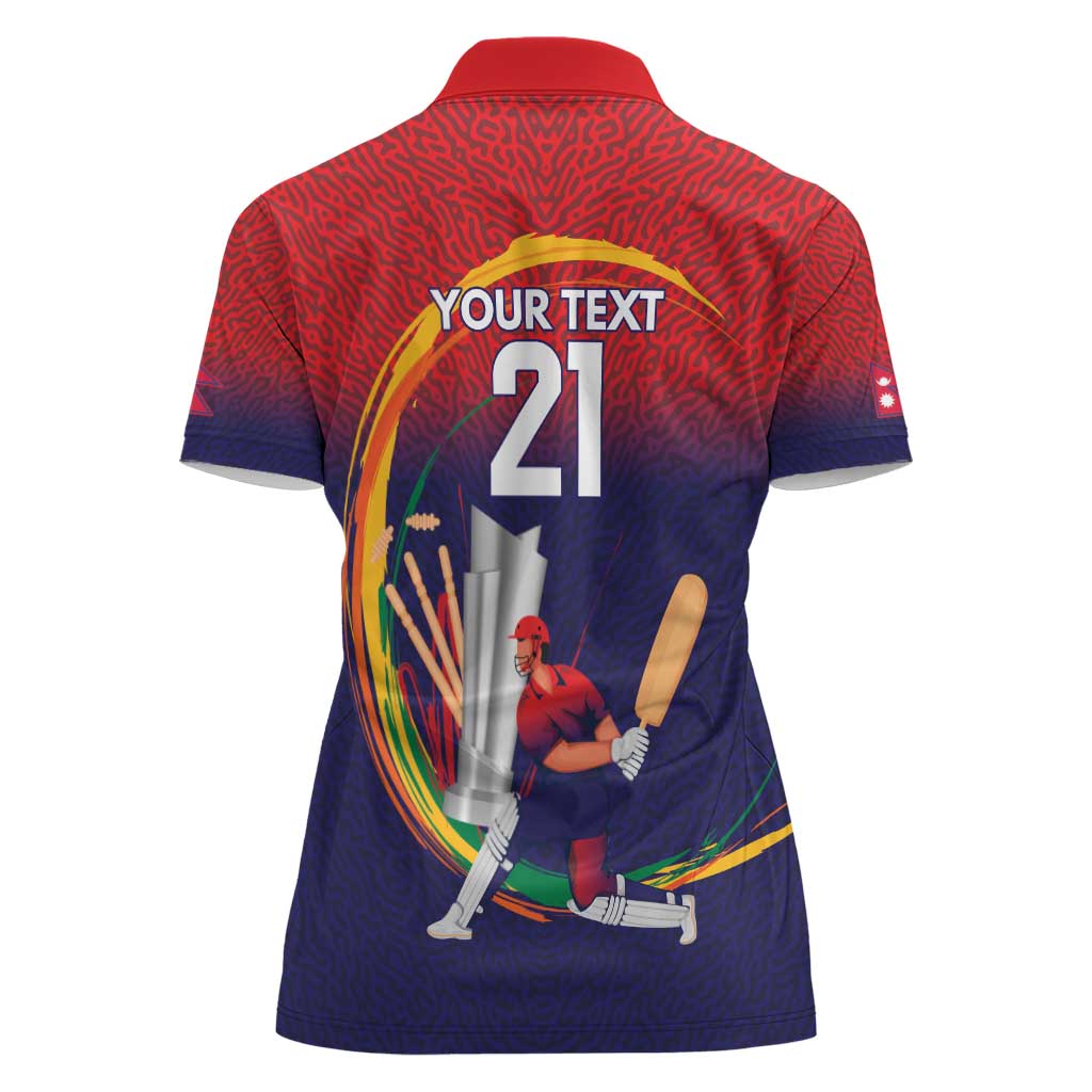 Custom Cricket Nepal East Asia-Pacific Women Polo Shirt Nepal Cricket Crown Quest - Wonder Print Shop