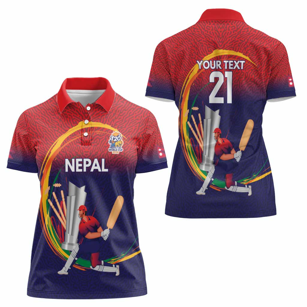 Custom Cricket Nepal East Asia-Pacific Women Polo Shirt Nepal Cricket Crown Quest - Wonder Print Shop