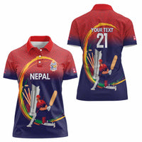 Custom Cricket Nepal East Asia-Pacific Women Polo Shirt Nepal Cricket Crown Quest - Wonder Print Shop