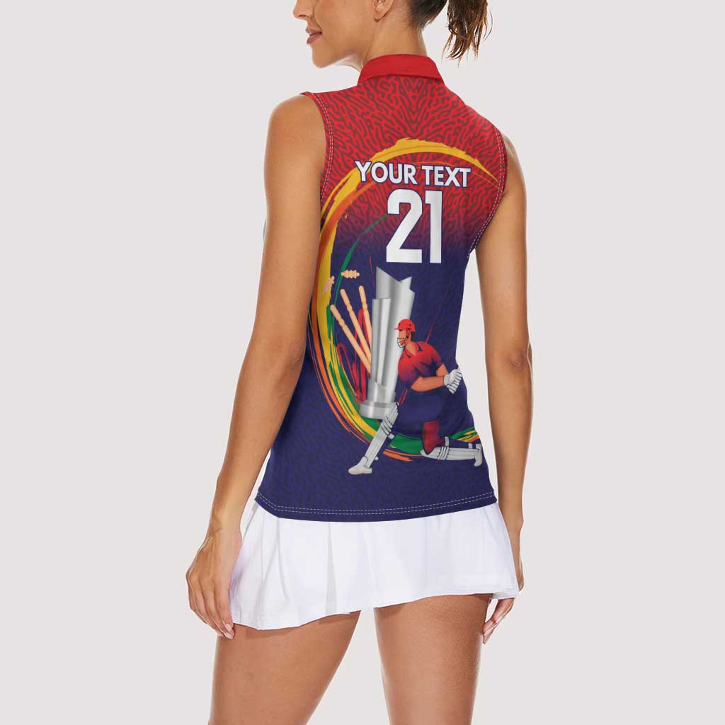 Custom Cricket Nepal East Asia-Pacific Women Sleeveless Polo Shirt Nepal Cricket Crown Quest - Wonder Print Shop