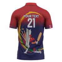 Custom Cricket Nepal East Asia-Pacific Zipper Polo Shirt Nepal Cricket Crown Quest - Wonder Print Shop