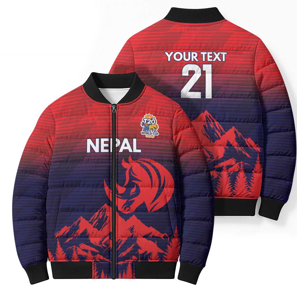 Custom Cricket Nepal East Asia-Pacific Bomber Puffer Jacket Nepal Rhinos Twenty20 - Wonder Print Shop