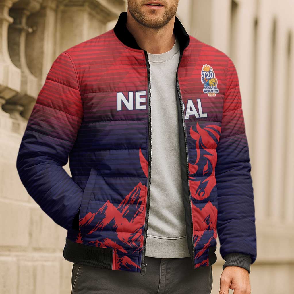 Custom Cricket Nepal East Asia-Pacific Bomber Puffer Jacket Nepal Rhinos Twenty20 - Wonder Print Shop