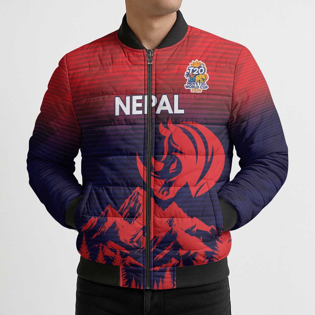 Custom Cricket Nepal East Asia-Pacific Bomber Puffer Jacket Nepal Rhinos Twenty20 - Wonder Print Shop