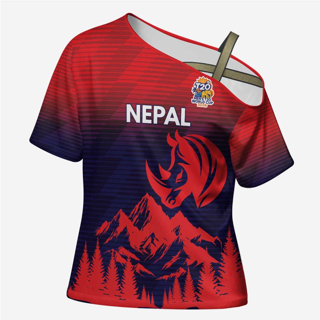 Custom Cricket Nepal East Asia-Pacific Cross Shoulder Shirt Nepal Rhinos Twenty20 - Wonder Print Shop