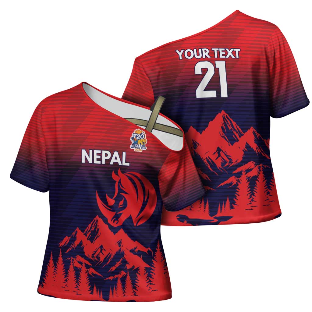 Custom Cricket Nepal East Asia-Pacific Cross Shoulder Shirt Nepal Rhinos Twenty20 - Wonder Print Shop