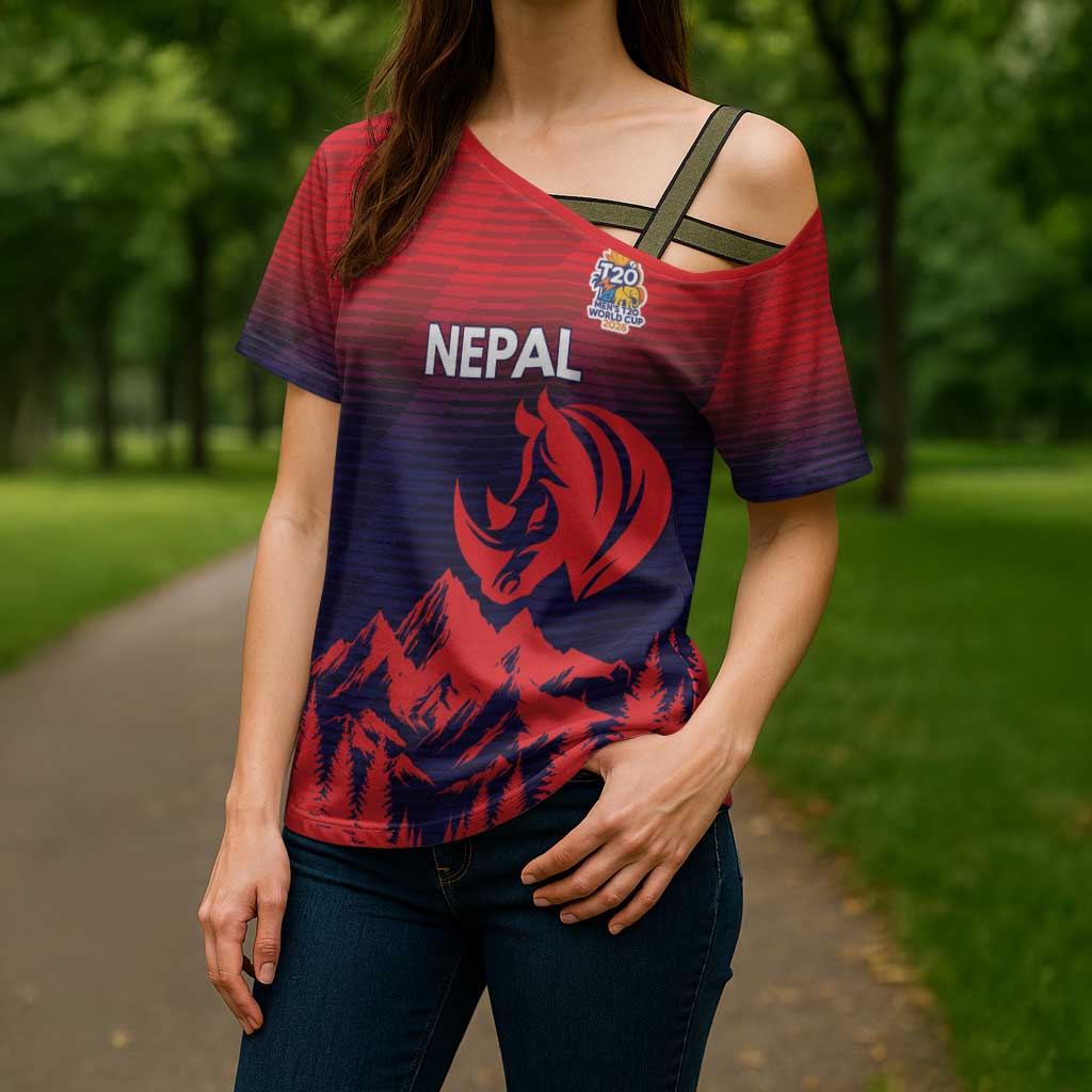Custom Cricket Nepal East Asia-Pacific Cross Shoulder Shirt Nepal Rhinos Twenty20 - Wonder Print Shop