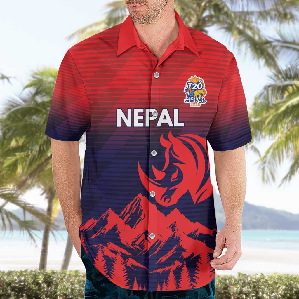 Custom Cricket Nepal East Asia-Pacific Hawaiian Shirt Nepal Rhinos Twenty20 - Wonder Print Shop