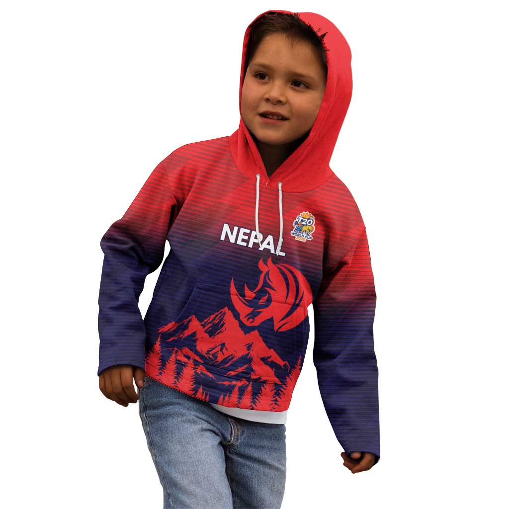 Custom Cricket Nepal East Asia-Pacific Kid Hoodie Nepal Rhinos Twenty20 - Wonder Print Shop