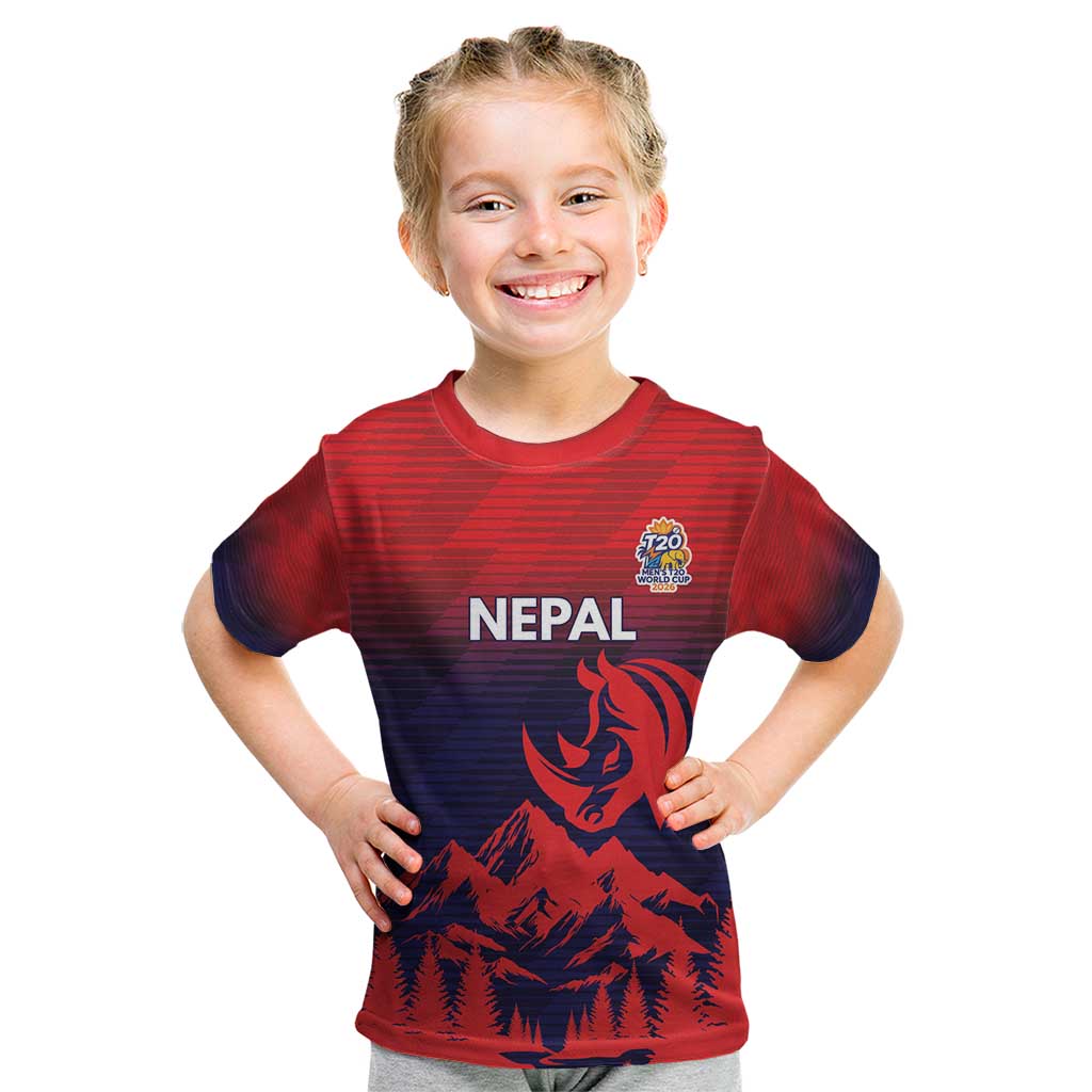 Custom Cricket Nepal East Asia-Pacific Kid T Shirt Nepal Rhinos Twenty20 - Wonder Print Shop