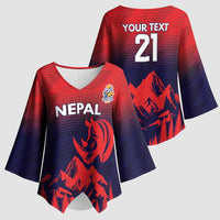 Custom Cricket Nepal East Asia-Pacific Kimono Sleeve Blouse Nepal Rhinos Twenty20 - Wonder Print Shop