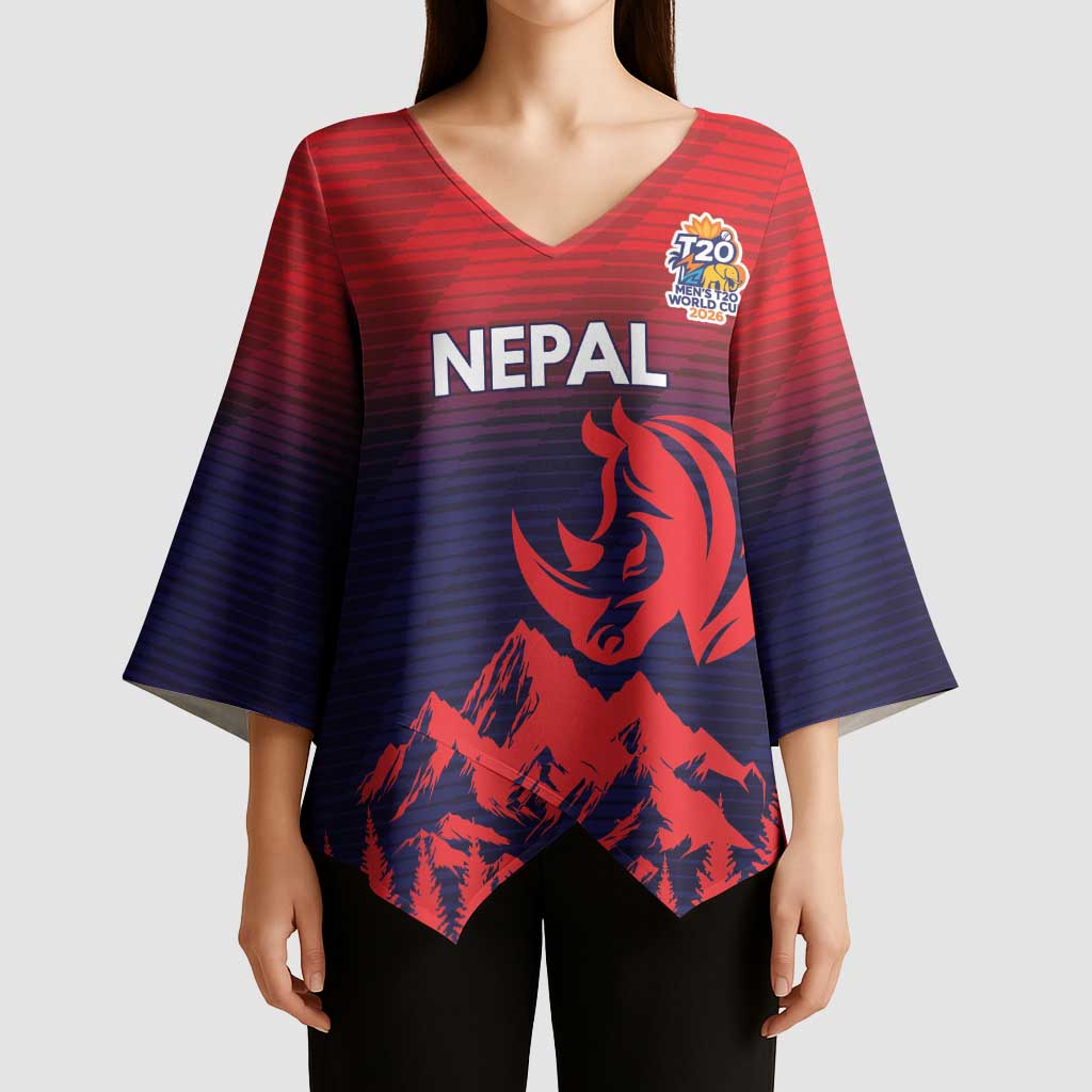 Custom Cricket Nepal East Asia-Pacific Kimono Sleeve Blouse Nepal Rhinos Twenty20 - Wonder Print Shop