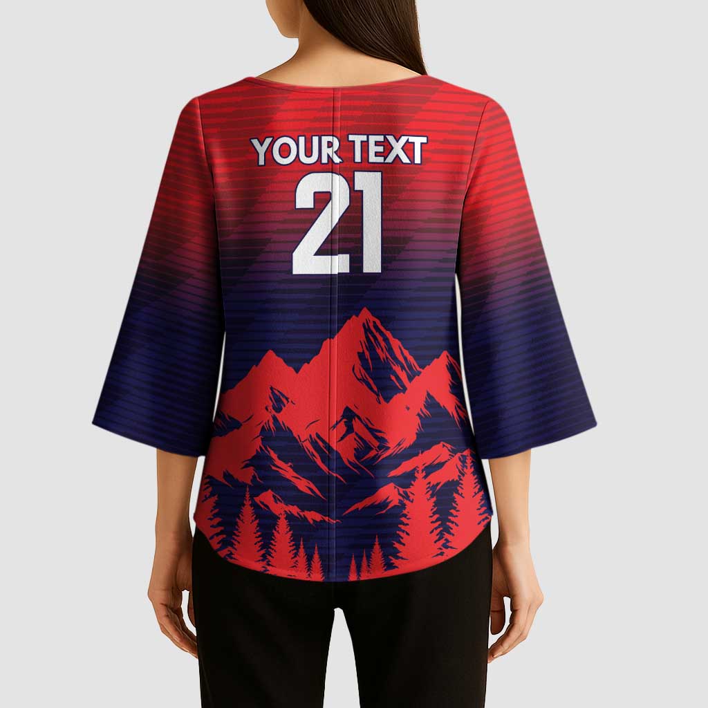 Custom Cricket Nepal East Asia-Pacific Kimono Sleeve Blouse Nepal Rhinos Twenty20 - Wonder Print Shop