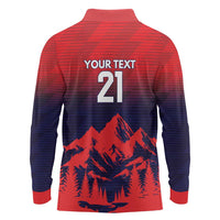 Custom Cricket Nepal East Asia-Pacific Long Sleeve Polo Shirt Nepal Rhinos Twenty20 - Wonder Print Shop