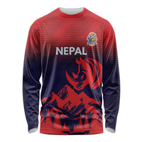 Custom Cricket Nepal East Asia-Pacific Long Sleeve Shirt Nepal Rhinos Twenty20 - Wonder Print Shop