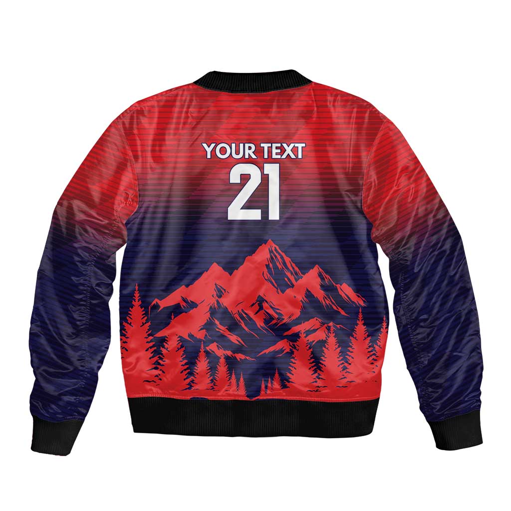 Custom Cricket Nepal East Asia-Pacific Sleeve Zip Bomber Jacket Nepal Rhinos Twenty20 - Wonder Print Shop
