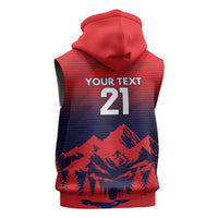Custom Cricket Nepal East Asia-Pacific Sleeveless Hoodie Nepal Rhinos Twenty20 - Wonder Print Shop