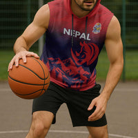 Custom Cricket Nepal East Asia-Pacific Sleeveless Hoodie Nepal Rhinos Twenty20 - Wonder Print Shop