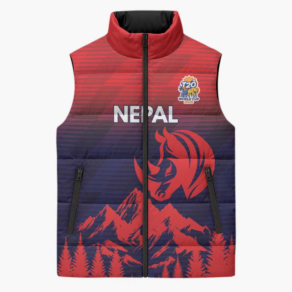 Custom Cricket Nepal East Asia-Pacific Sleeveless Puffer Jacket Nepal Rhinos Twenty20 - Wonder Print Shop