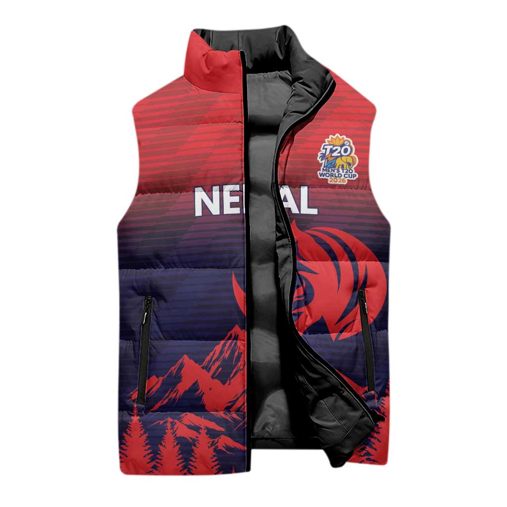 Custom Cricket Nepal East Asia-Pacific Sleeveless Puffer Jacket Nepal Rhinos Twenty20 - Wonder Print Shop