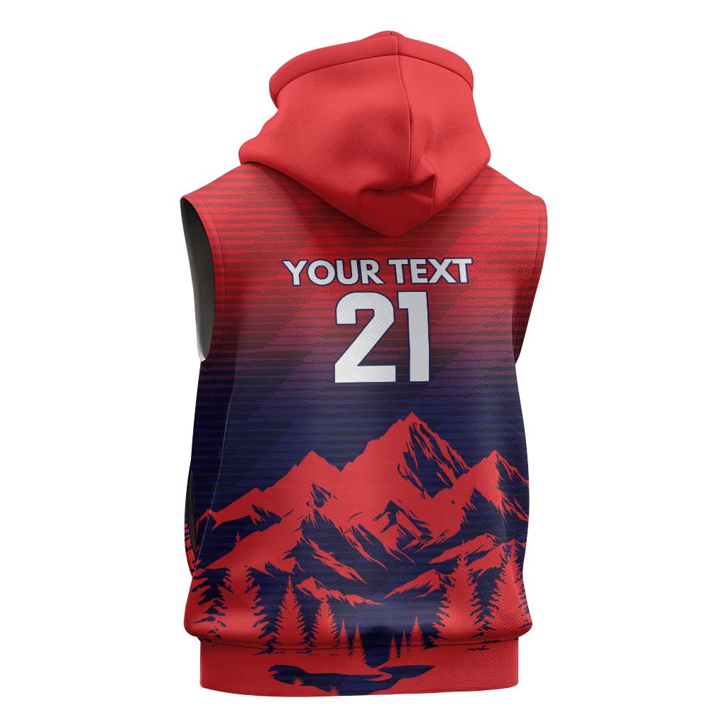 Custom Cricket Nepal East Asia-Pacific Sleeveless Zip Hoodie Nepal Rhinos Twenty20 - Wonder Print Shop