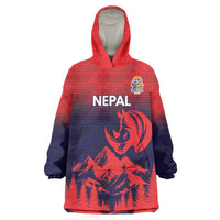Custom Cricket Nepal East Asia-Pacific Wearable Blanket Hoodie Nepal Rhinos Twenty20 - Wonder Print Shop
