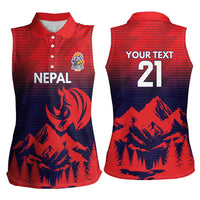 Custom Cricket Nepal East Asia-Pacific Women Sleeveless Polo Shirt Nepal Rhinos Twenty20 - Wonder Print Shop