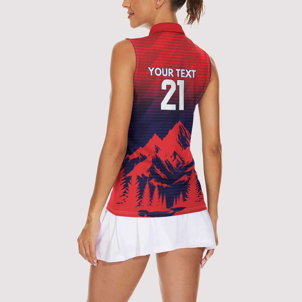 Custom Cricket Nepal East Asia-Pacific Women Sleeveless Polo Shirt Nepal Rhinos Twenty20 - Wonder Print Shop