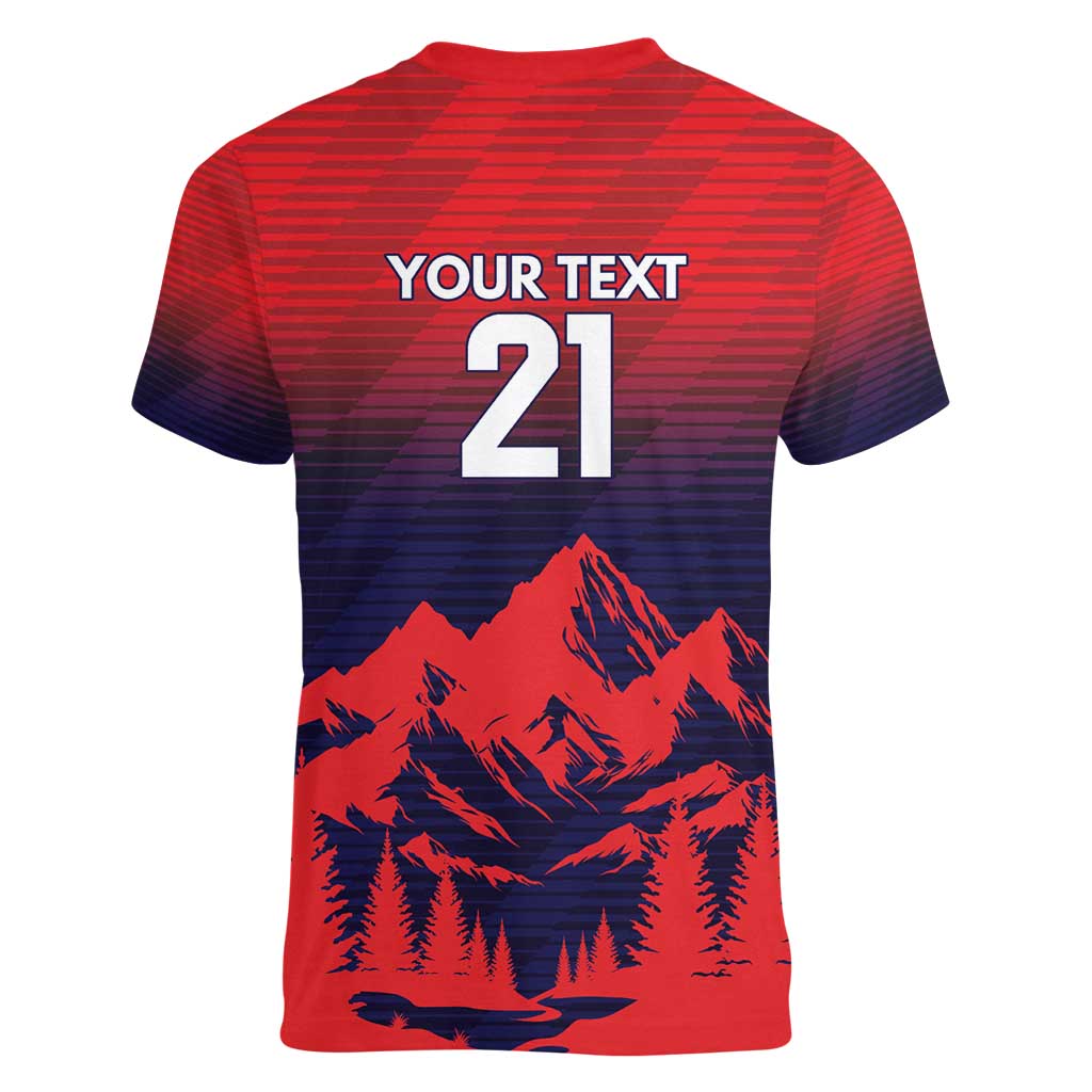 Custom Cricket Nepal East Asia-Pacific Women V-Neck T-Shirt Nepal Rhinos Twenty20 - Wonder Print Shop