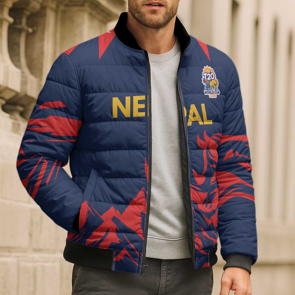 Custom Cricket Nepal East Asia-Pacific Bomber Puffer Jacket Nepal Rhinos Champions - Wonder Print Shop