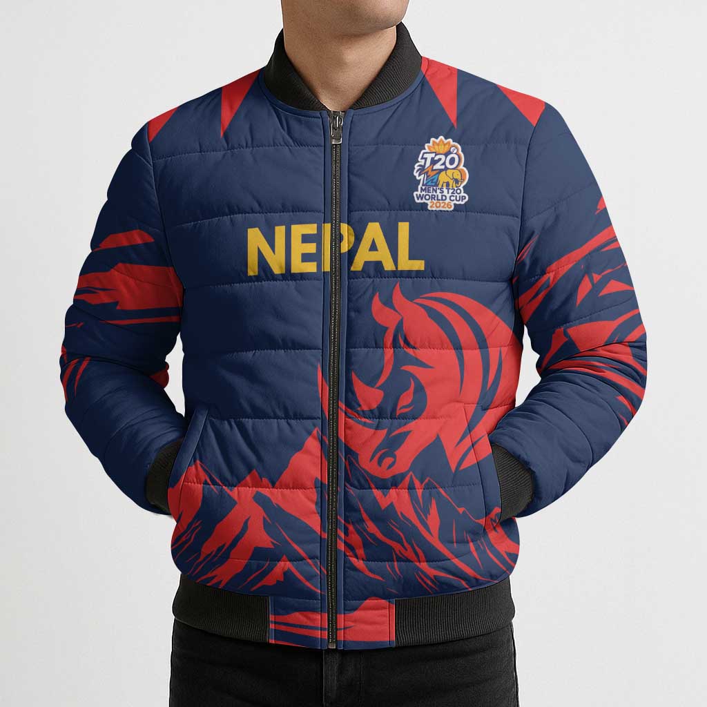 Custom Cricket Nepal East Asia-Pacific Bomber Puffer Jacket Nepal Rhinos Champions - Wonder Print Shop