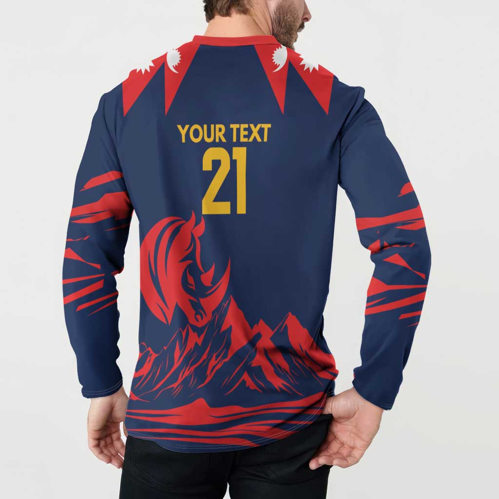 Custom Cricket Nepal East Asia-Pacific Button Sweatshirt Nepal Rhinos Champions - Wonder Print Shop