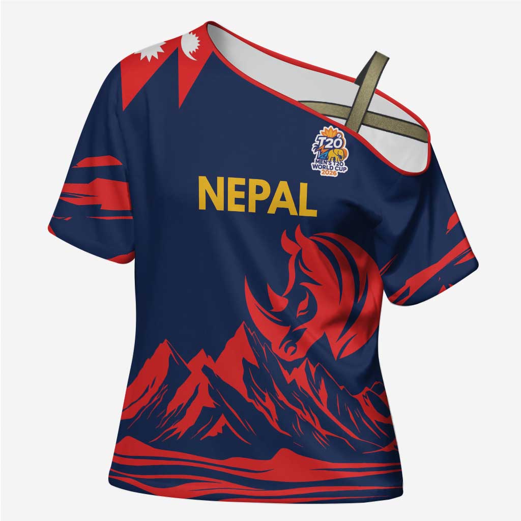 Custom Cricket Nepal East Asia-Pacific Cross Shoulder Shirt Nepal Rhinos Champions - Wonder Print Shop