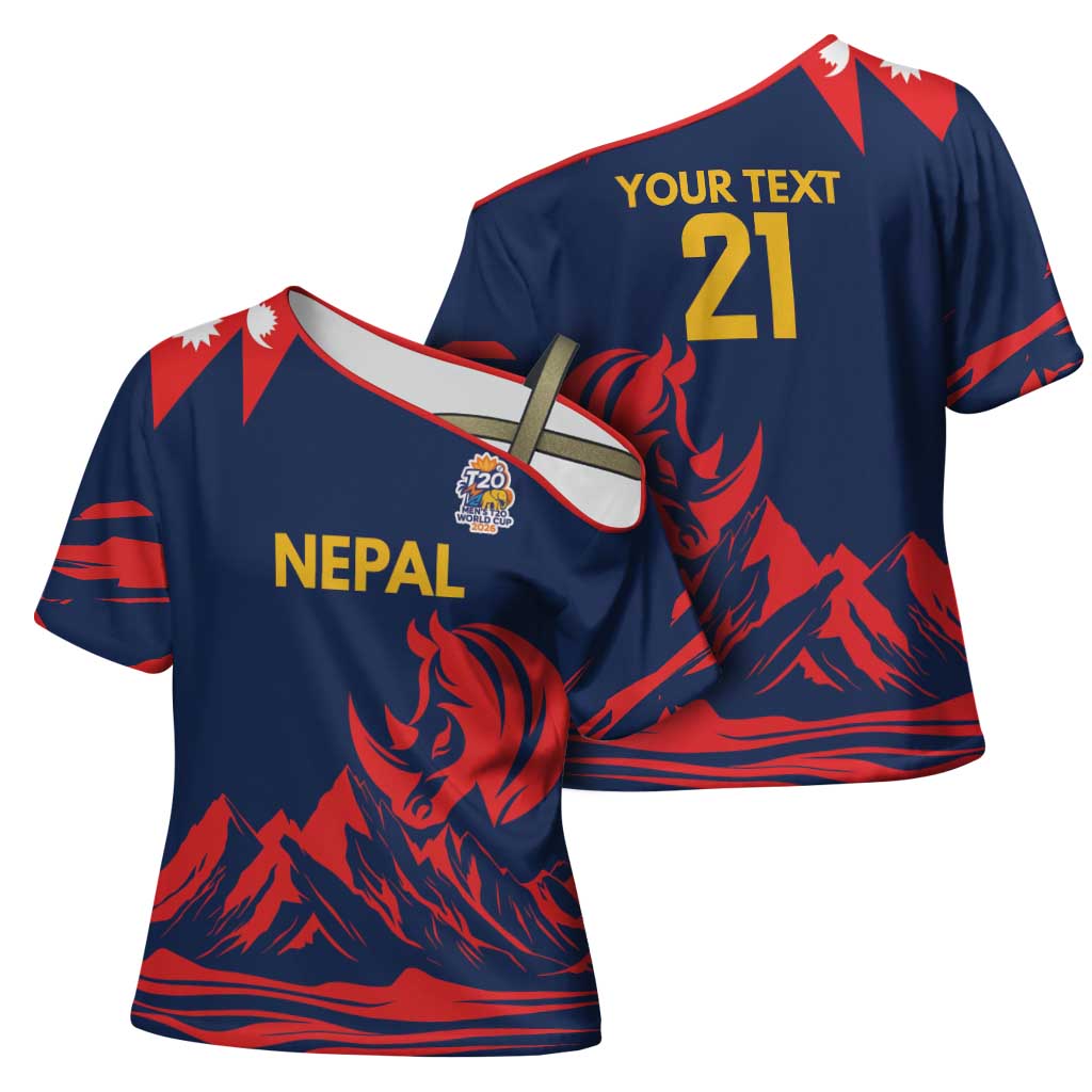 Custom Cricket Nepal East Asia-Pacific Cross Shoulder Shirt Nepal Rhinos Champions - Wonder Print Shop