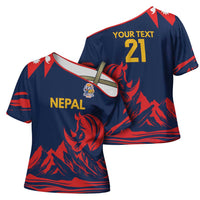 Custom Cricket Nepal East Asia-Pacific Cross Shoulder Shirt Nepal Rhinos Champions - Wonder Print Shop