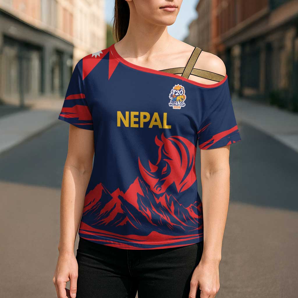 Custom Cricket Nepal East Asia-Pacific Cross Shoulder Shirt Nepal Rhinos Champions - Wonder Print Shop