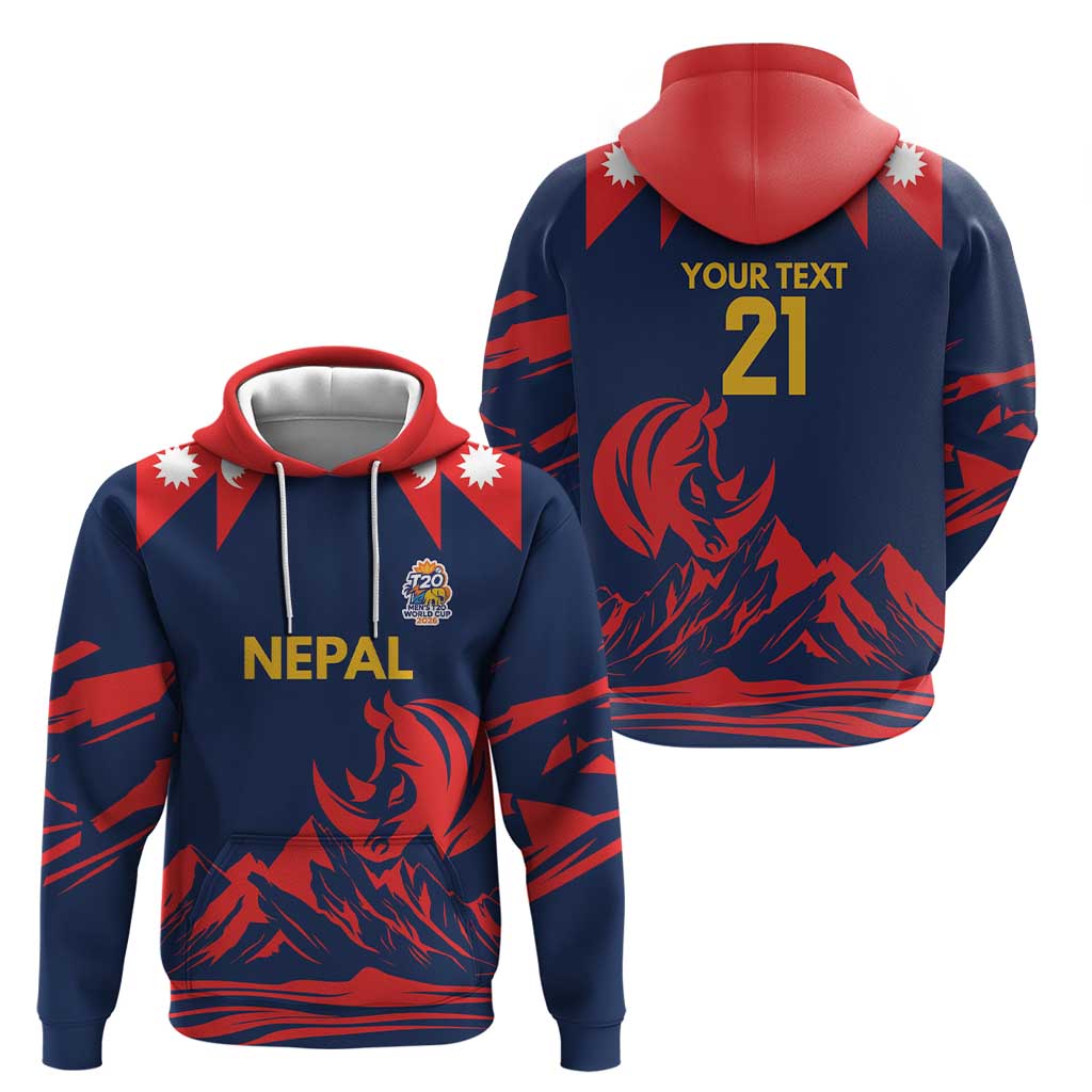 Custom Cricket Nepal East Asia-Pacific Hoodie Nepal Rhinos Champions - Wonder Print Shop