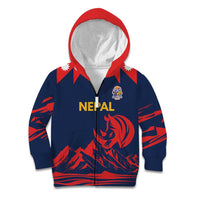 Custom Cricket Nepal East Asia-Pacific Kid Hoodie Nepal Rhinos Champions - Wonder Print Shop