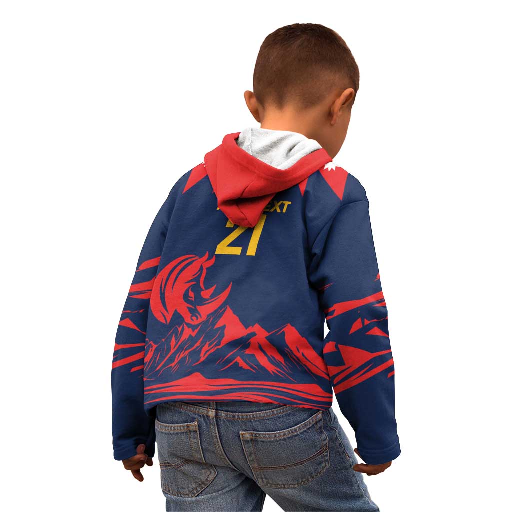 Custom Cricket Nepal East Asia-Pacific Kid Hoodie Nepal Rhinos Champions - Wonder Print Shop