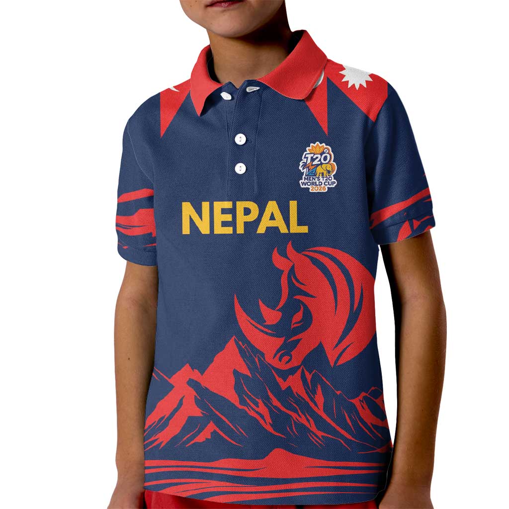 Custom Cricket Nepal East Asia-Pacific Kid Polo Shirt Nepal Rhinos Champions - Wonder Print Shop