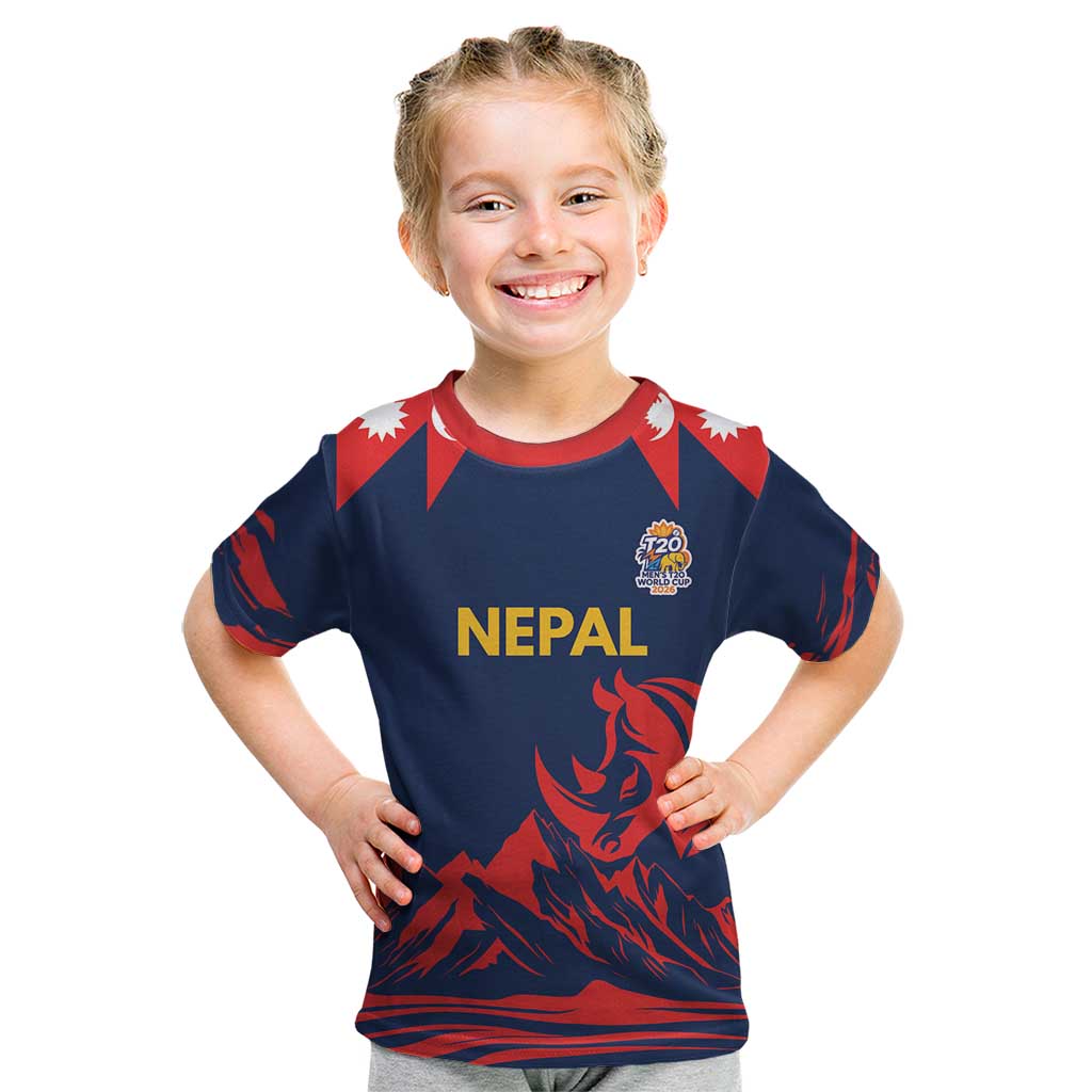 Custom Cricket Nepal East Asia-Pacific Kid T Shirt Nepal Rhinos Champions - Wonder Print Shop