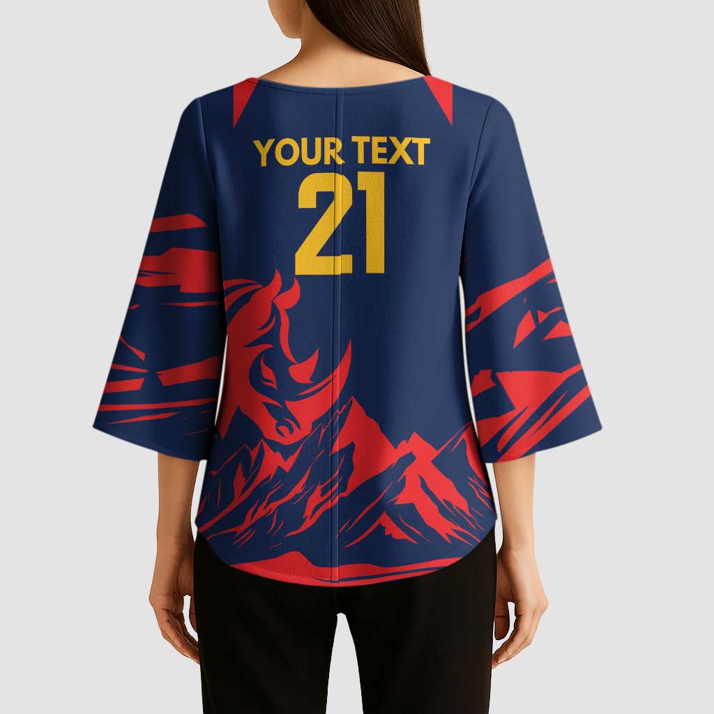 Custom Cricket Nepal East Asia-Pacific Kimono Sleeve Blouse Nepal Rhinos Champions - Wonder Print Shop