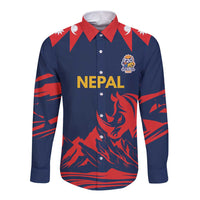 Custom Cricket Nepal East Asia-Pacific Long Sleeve Button Shirt Nepal Rhinos Champions - Wonder Print Shop