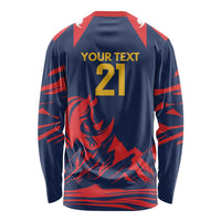 Custom Cricket Nepal East Asia-Pacific Long Sleeve Shirt Nepal Rhinos Champions - Wonder Print Shop