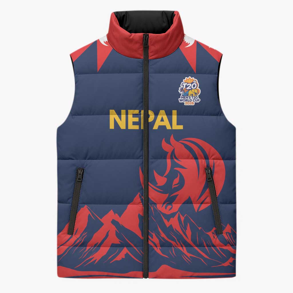 Custom Cricket Nepal East Asia-Pacific Sleeveless Puffer Jacket Nepal Rhinos Champions - Wonder Print Shop