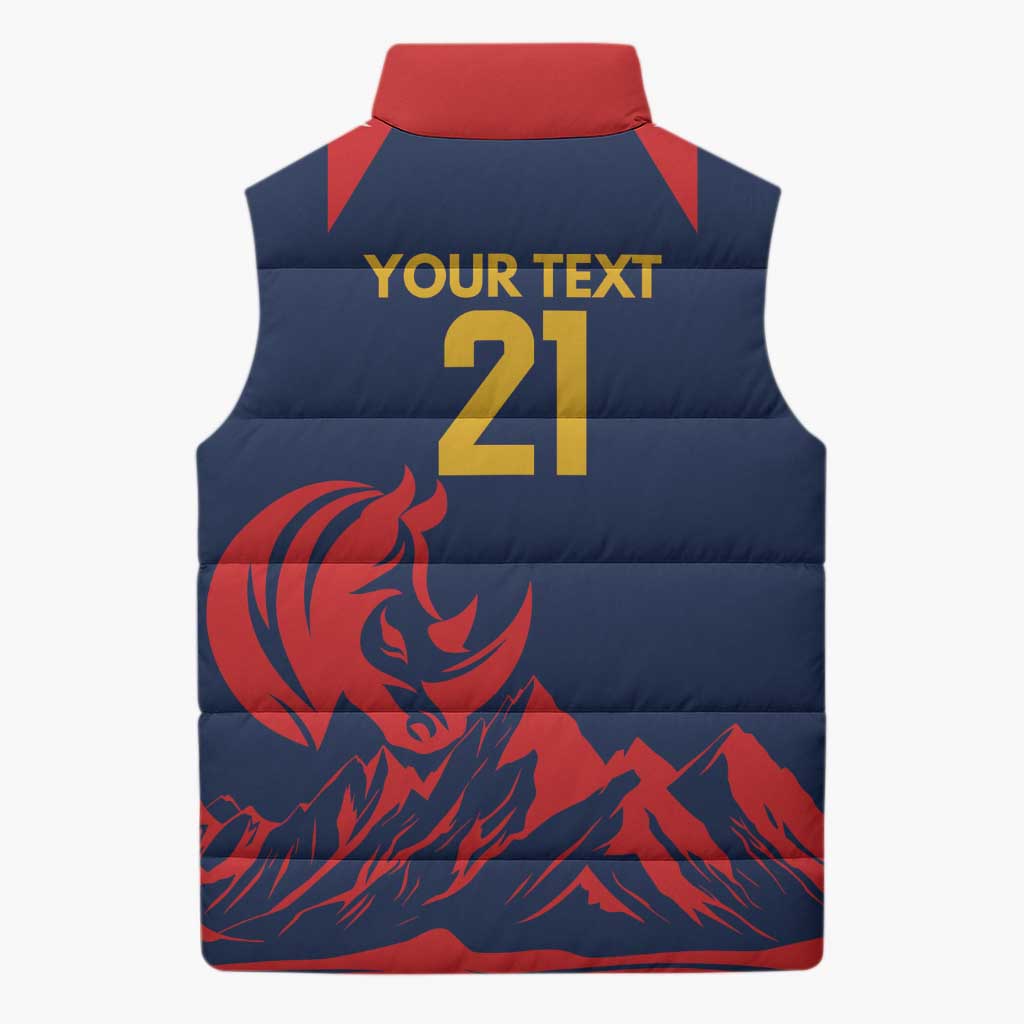 Custom Cricket Nepal East Asia-Pacific Sleeveless Puffer Jacket Nepal Rhinos Champions - Wonder Print Shop