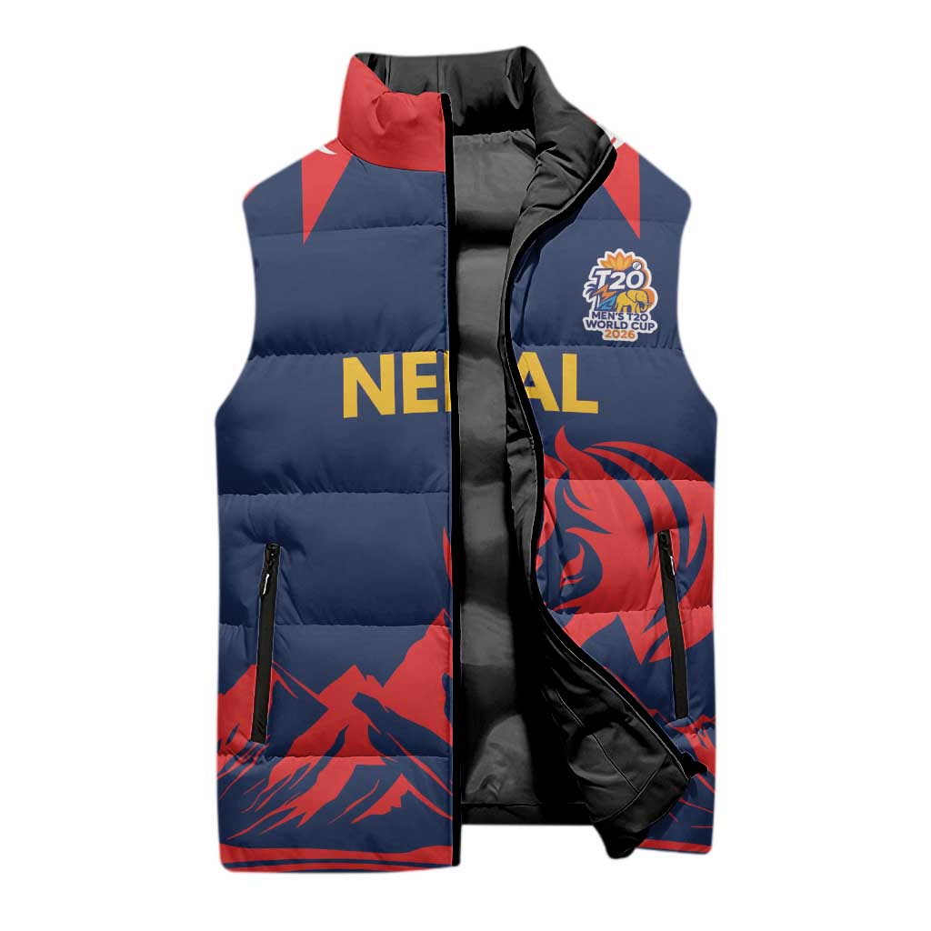 Custom Cricket Nepal East Asia-Pacific Sleeveless Puffer Jacket Nepal Rhinos Champions - Wonder Print Shop