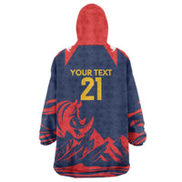 Custom Cricket Nepal East Asia-Pacific Wearable Blanket Hoodie Nepal Rhinos Champions - Wonder Print Shop