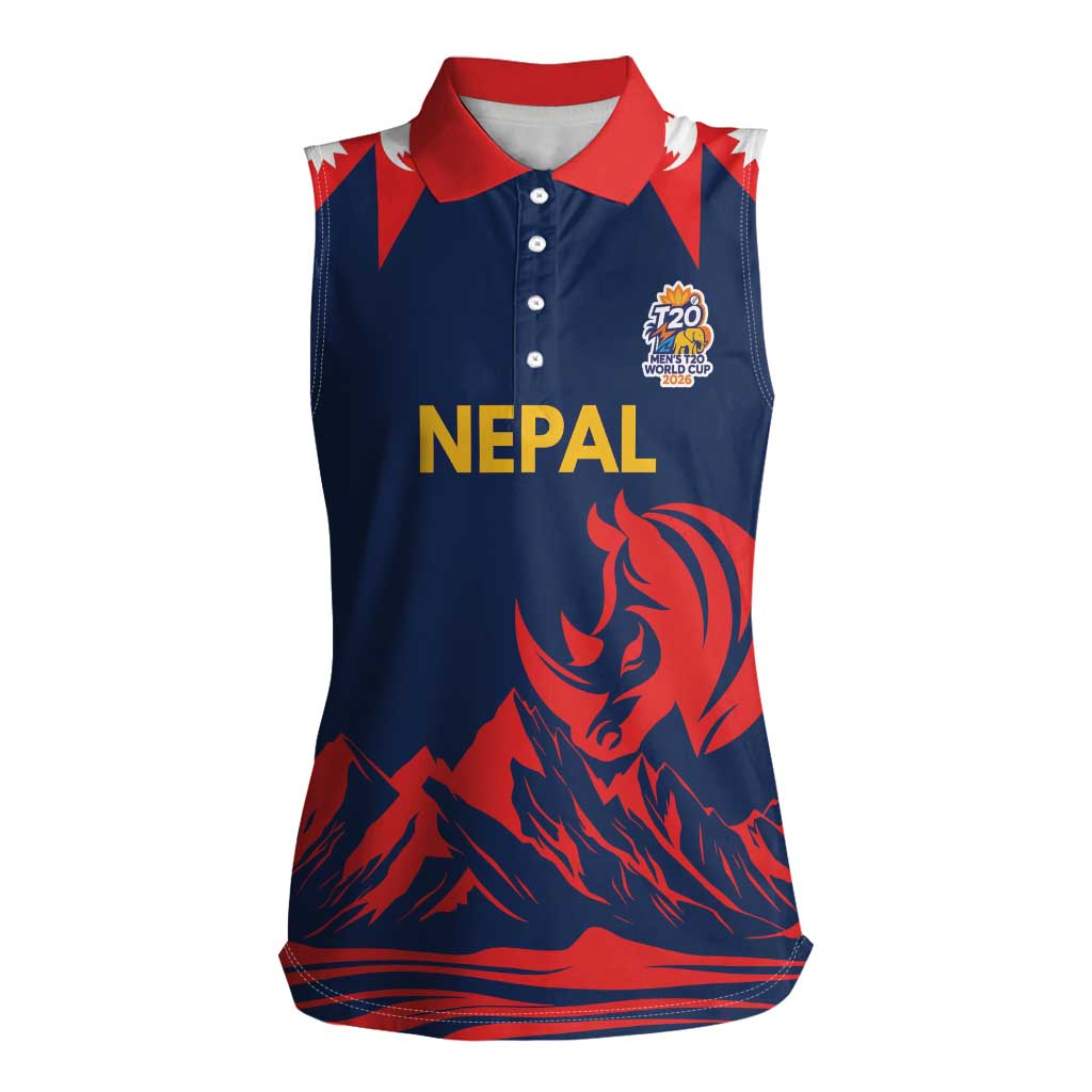 Custom Cricket Nepal East Asia-Pacific Women Sleeveless Polo Shirt Nepal Rhinos Champions - Wonder Print Shop